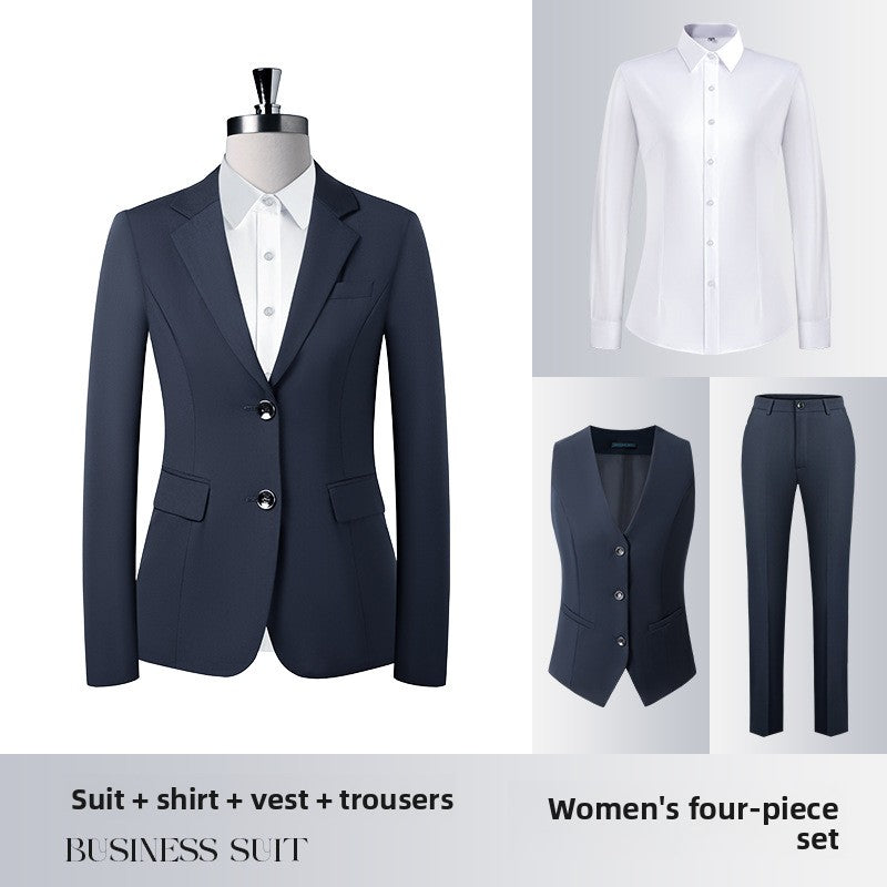Men's Slim Fit Serge Two-Button Suit Female Tibetan green suit+trousers+shirt+vest L