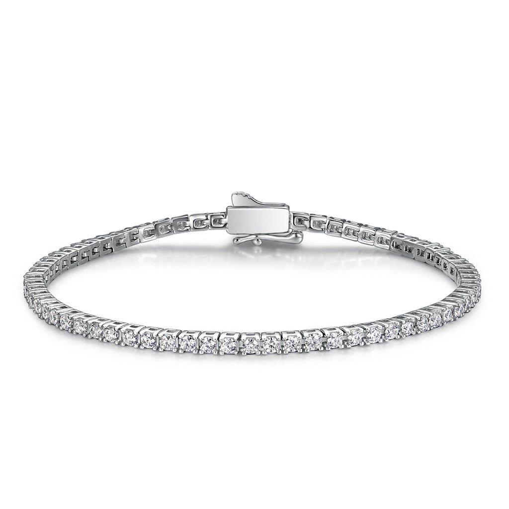 Geometric Moissanite Tennis Bracelet | Brass & White Copper