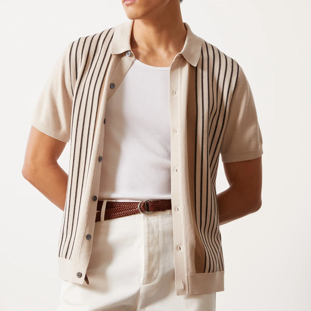 Men's Striped Ice Silk Polo Shirt
