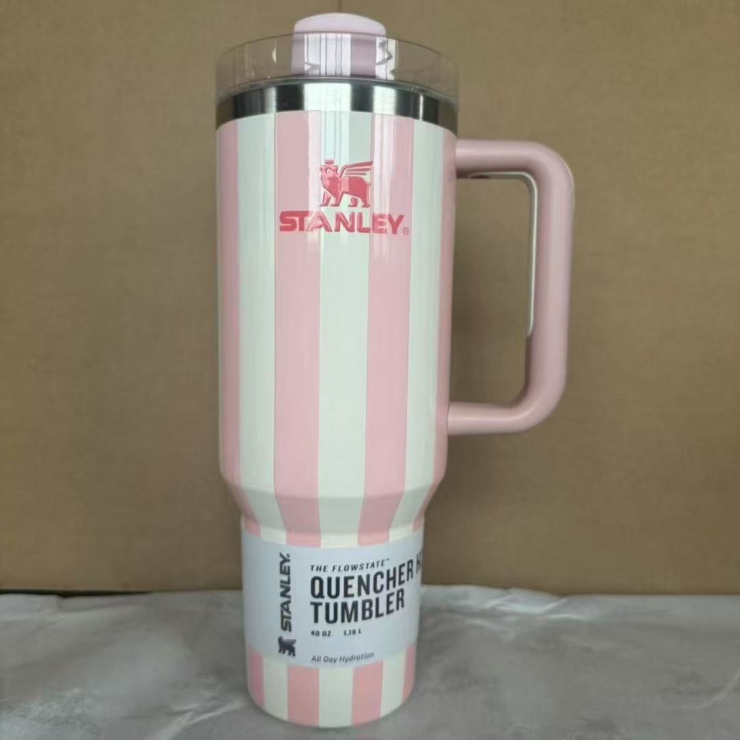 Stanley 40oz Insulated Tumbler with Straw | Fredlox Direct Striped pink 40oz(1180ml)