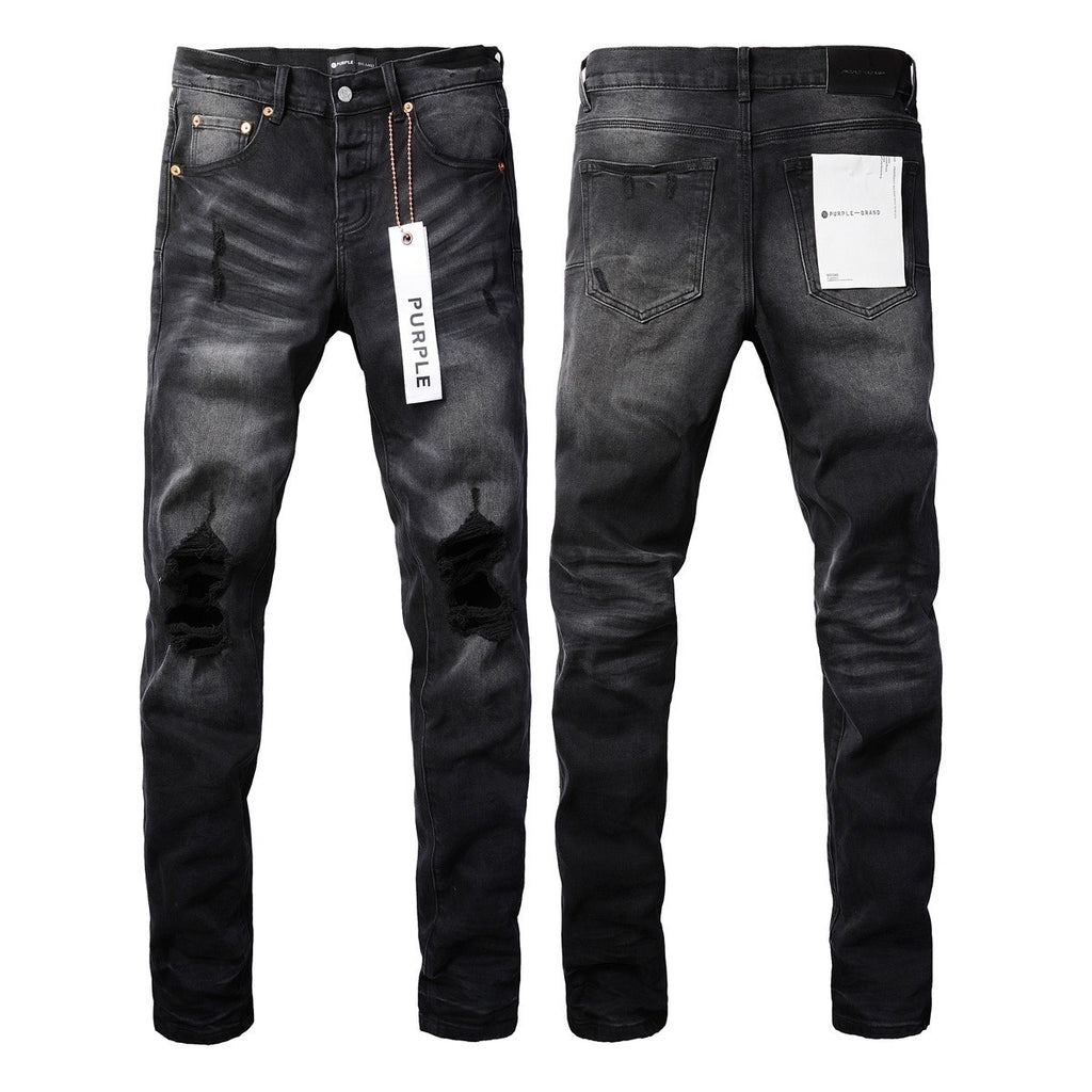 Men's PU Leather Denim Pants | Embroidered Slim Fit