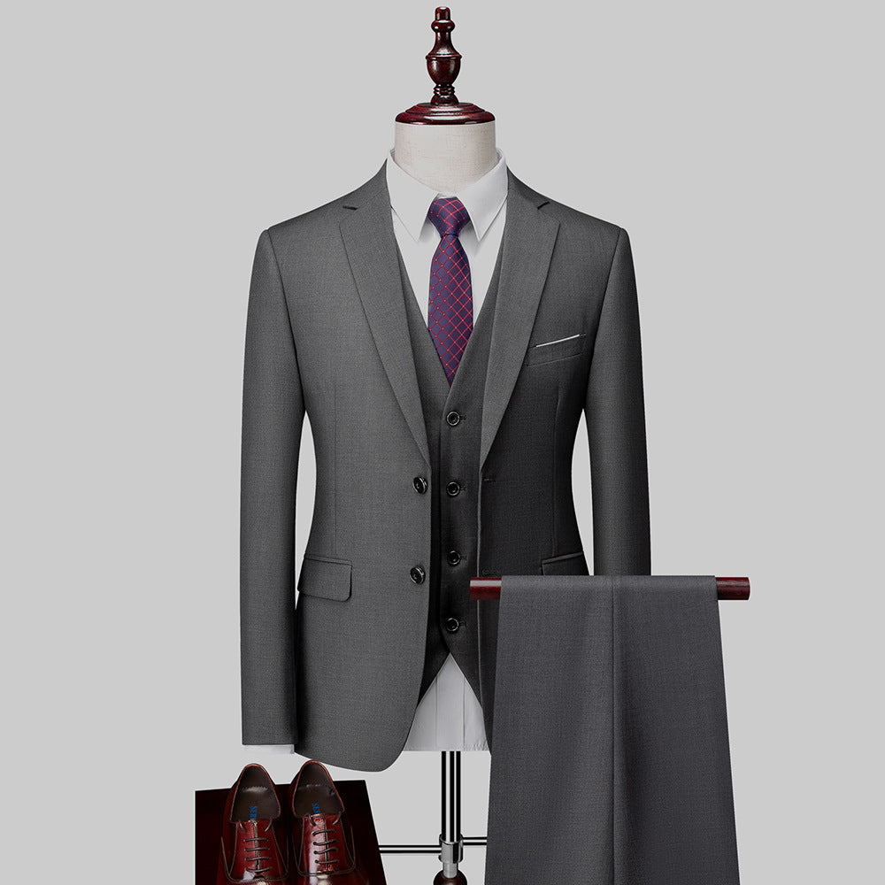 Men's Slim Fit Three-Piece Suit – 13 Colors, Extended Sizes Dark gray US Size XXXL Asian 6XL