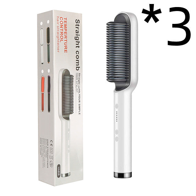 2-in-1 Hair Straightener & Curling Brush - Negative Ion Hot Comb