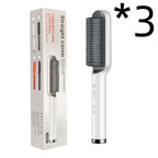 2-in-1 Hair Straightener & Curling Brush - Negative Ion Hot Comb