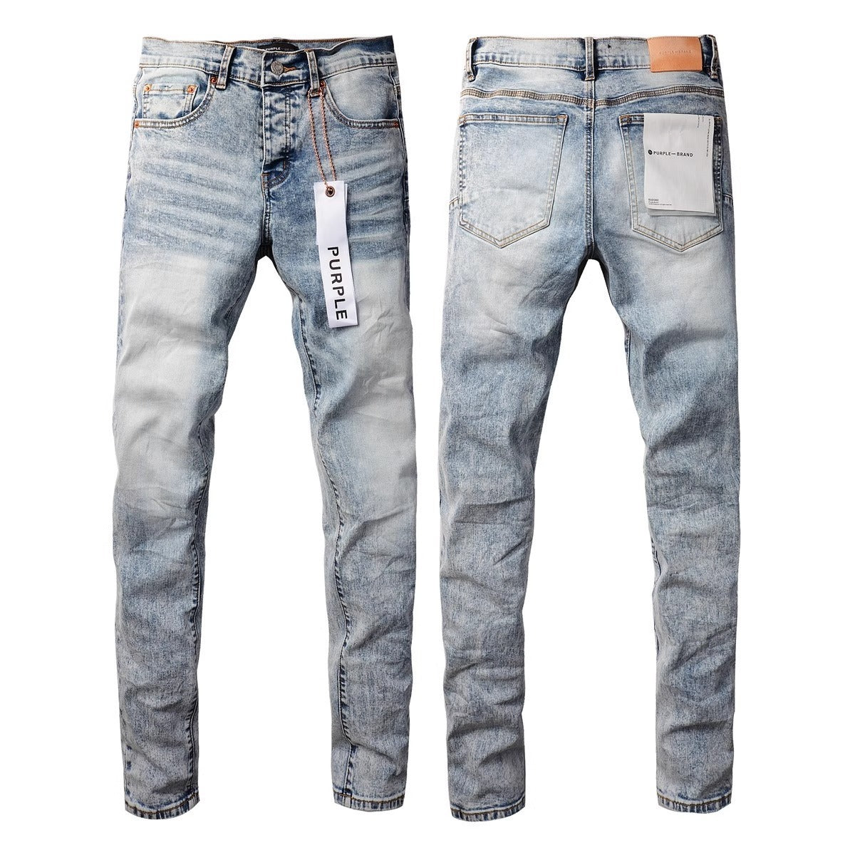 Men's PU Leather Denim Pants | Embroidered Slim Fit SW-K17 Snowflake XL 32?33