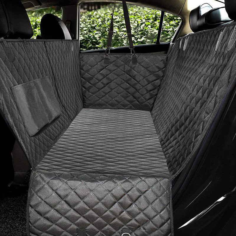 Dog Car Seat Cover - Hammock Style Protector with Mesh Window & Storage
