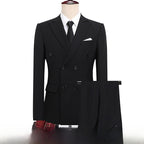 Men's Double-Breasted Slim Fit Suit – Peaked Lapel | Fredlox Direct Black top pants M recommended for 50-55kg wear