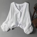 Women's Loose Satin Shirt | V-Neck