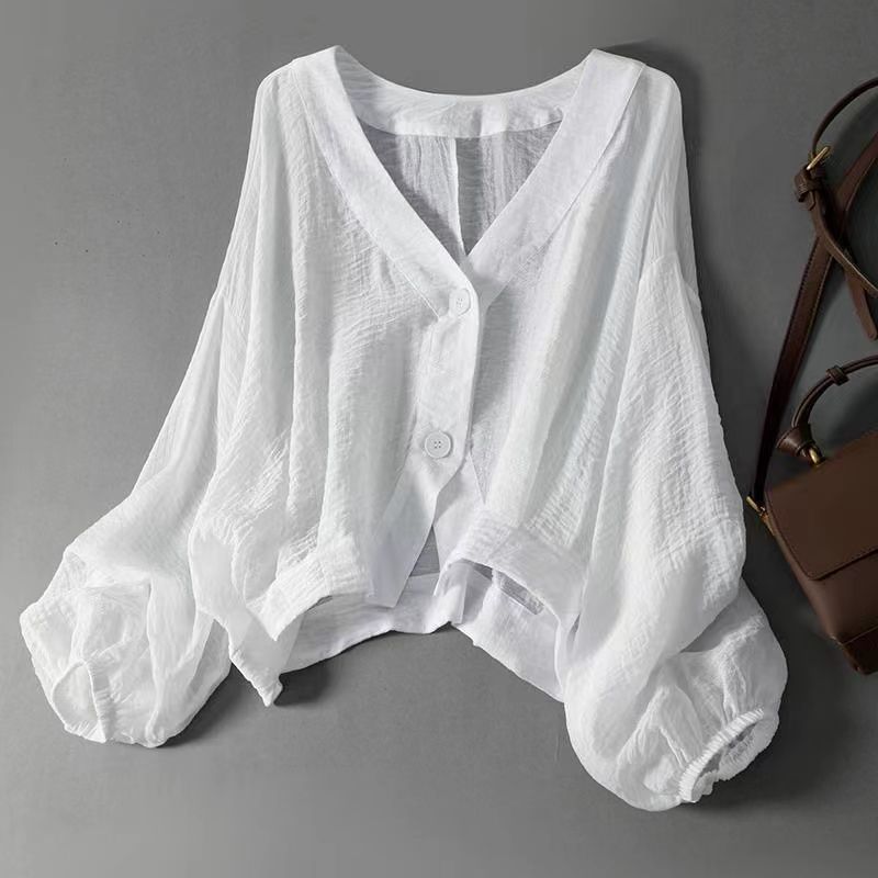 Women's Loose Satin Shirt | V-Neck