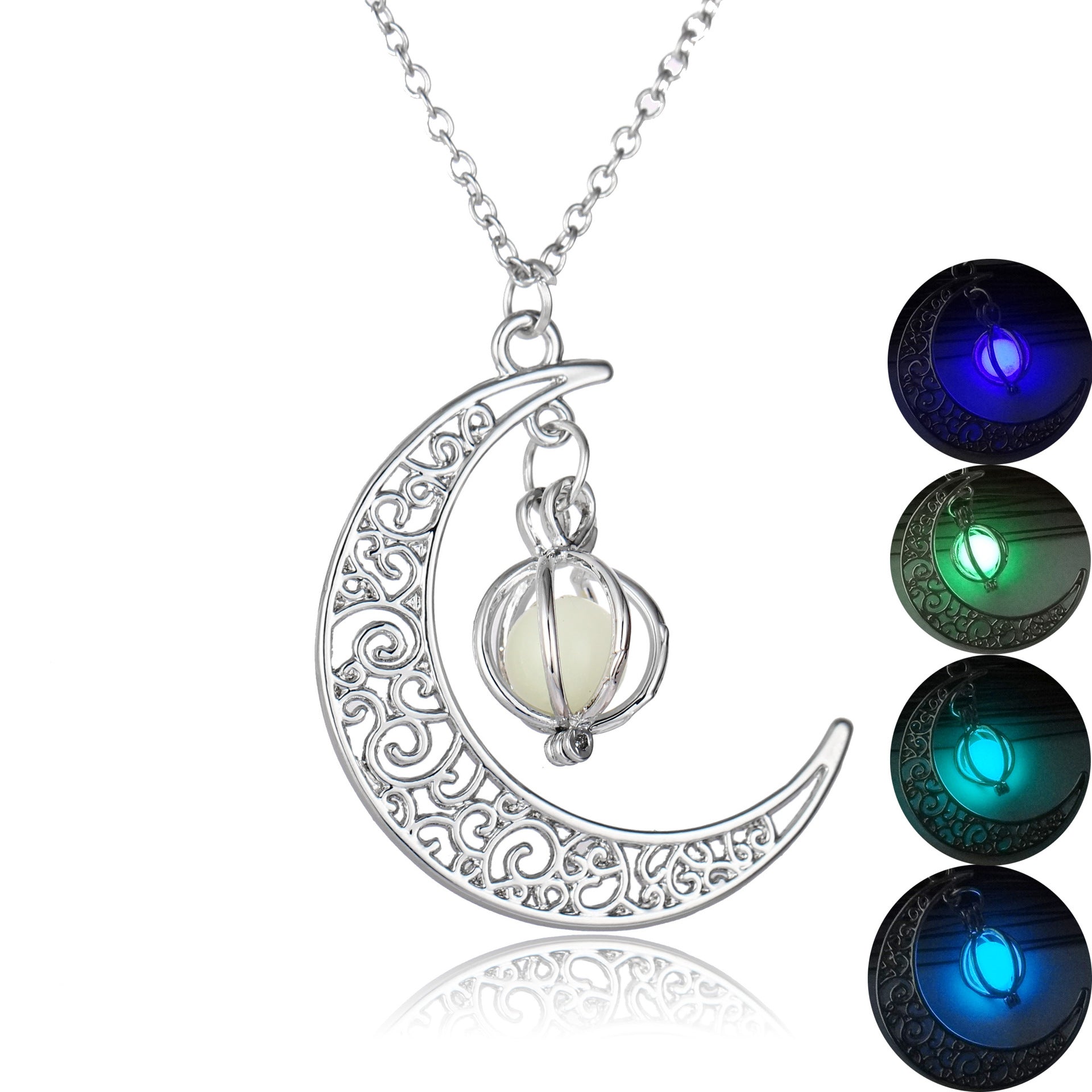 Glowing Moon Stone Necklace - Luminous Healing Crystal Pendant