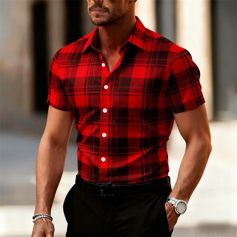 Men's 3D Plaid Print Stretch Shirt | 9 Patterns