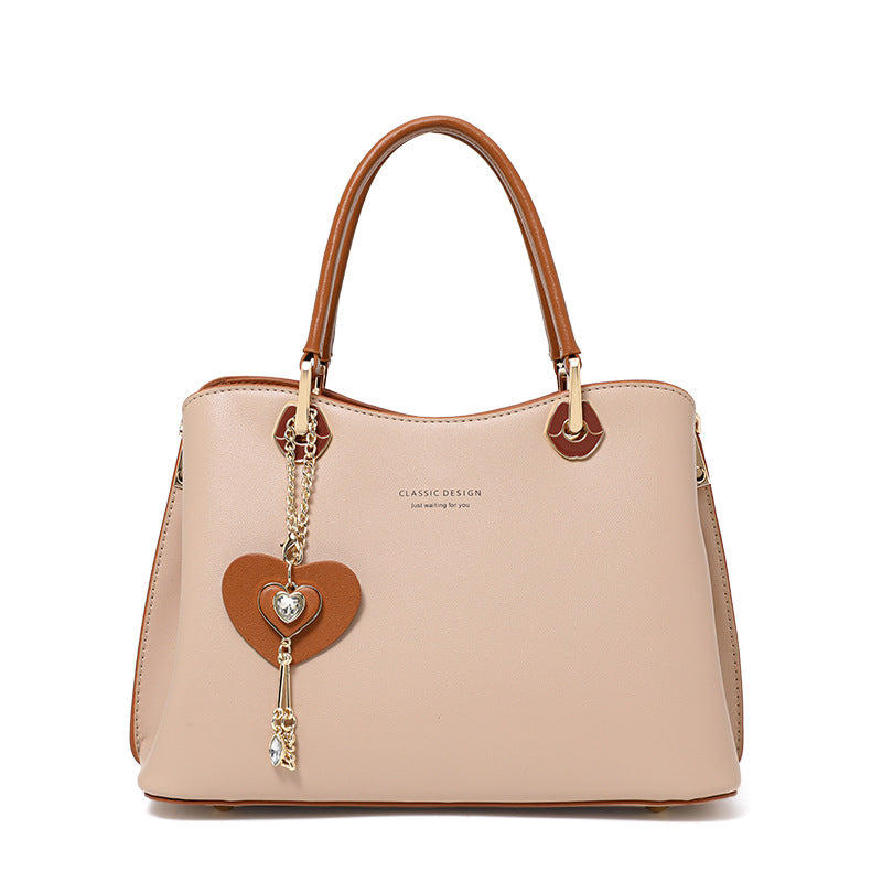 Genuine Leather Crossbody Bag – Milk Tea, Medium
