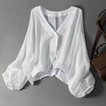 Women's Loose Satin Shirt | V-Neck White S