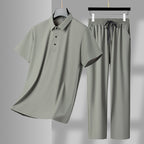 Men's Ice Silk Polo & Trousers Set – Stretch Comfort