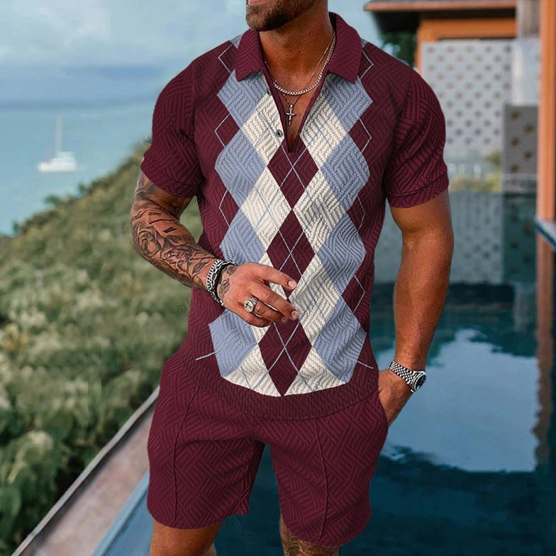 Men's Summer Polo & Shorts Set | Breathable Mesh