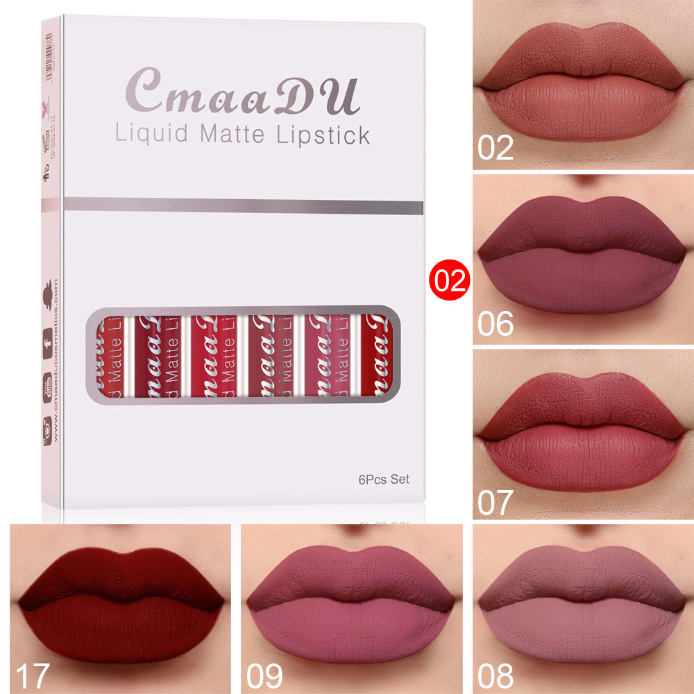 6-Piece Matte Lipstick Set - Long-Lasting Waterproof Lip Gloss Collection