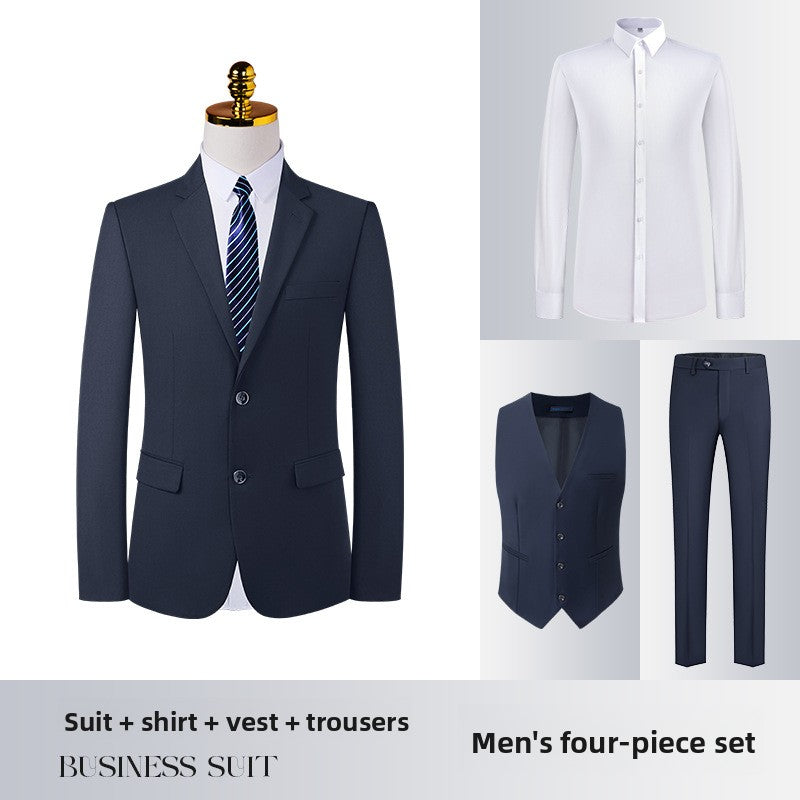 Men's Slim Fit Serge Two-Button Suit Mens Tibetan green suit+trousers+shirt+vest 4XL