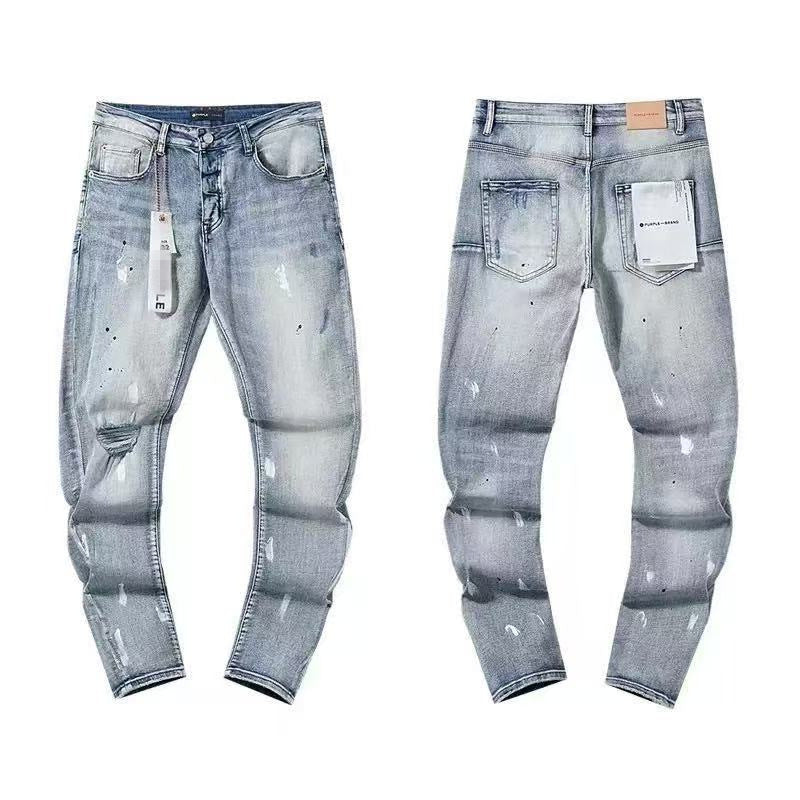 Men's PU Leather Denim Pants | Embroidered Slim Fit