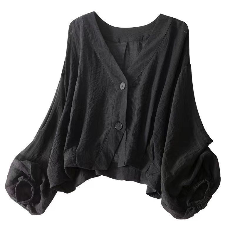 Women's Loose Satin Shirt | V-Neck
