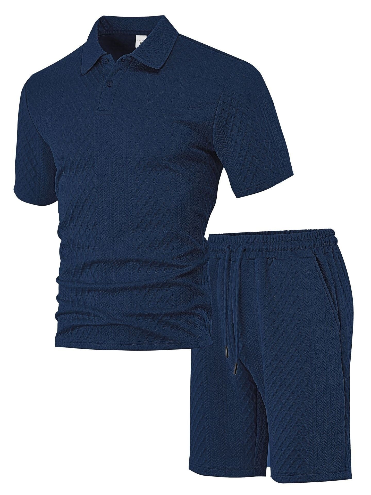 Men's Jacquard Polo Shorts Set Navy blue S