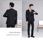 Men's Korean-Style Slim Fit Three-Piece Suit – Acetate Blend | Fredlox Direct