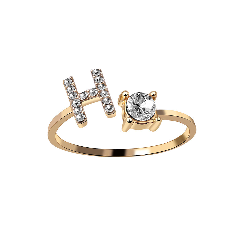 Adjustable Initial Letter Ring - Personalized A-Z Alphabet
