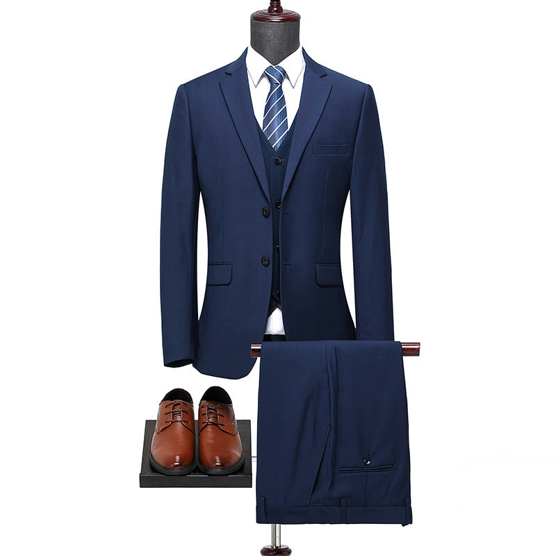 Men's Classic Wool Blend Three-Piece Suit Sapphire Blue 44 165
