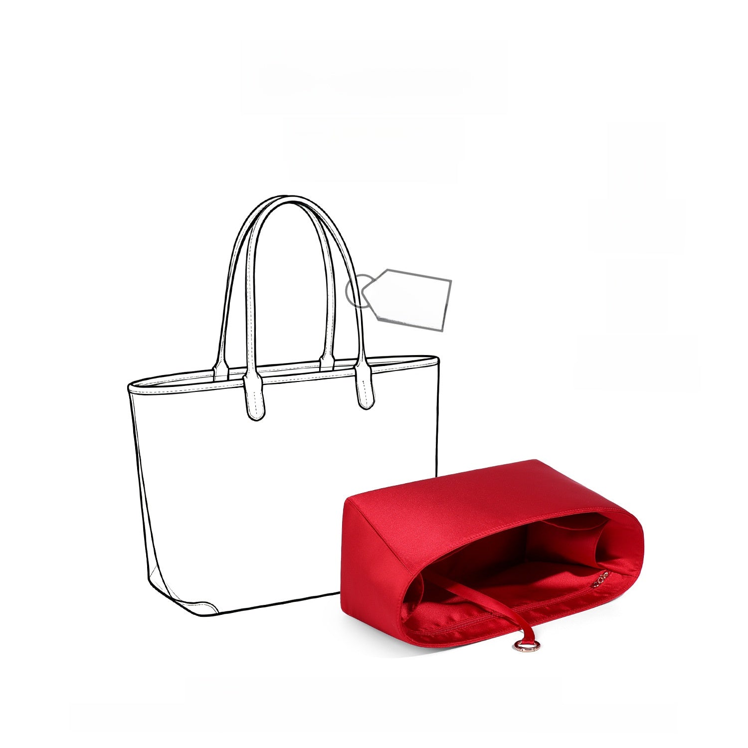 Silk Satin Handbag Organizer Insert