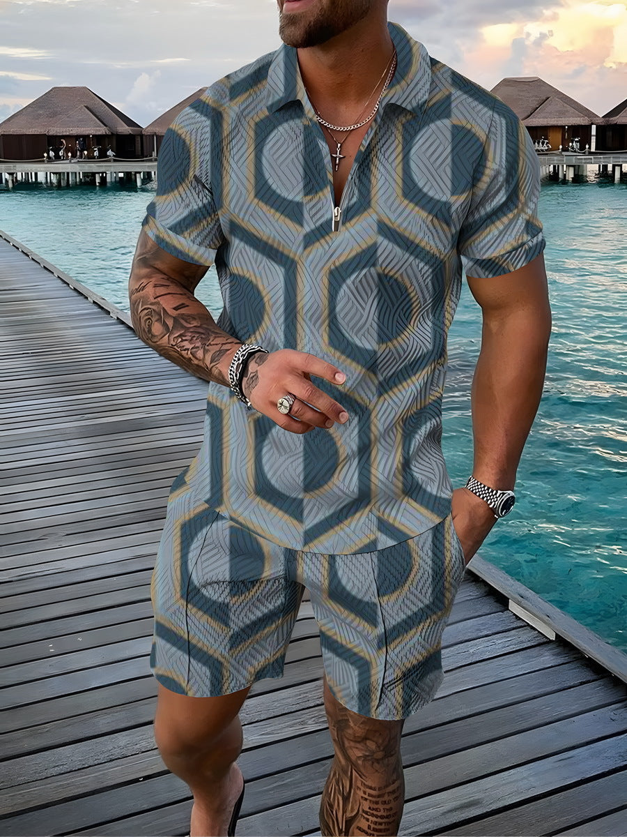 Men's Short Sleeve T-Shirt and Shorts Set CHJ-CS-GZ21 XXXXL