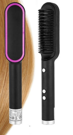 2-in-1 Hair Straightener & Curling Brush - Negative Ion Hot Comb
