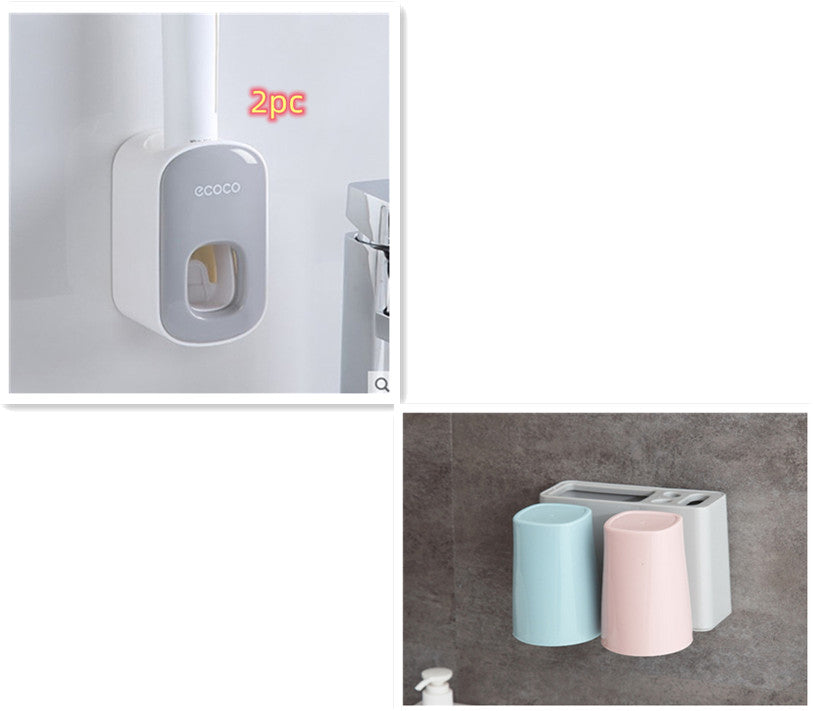 Wall-Mounted Automatic Toothpaste Dispenser - Bathroom Organizer Set
