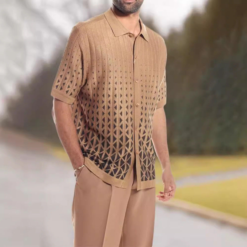 Men's 3D Print Beach-Style Polo Set | Spring & Summer