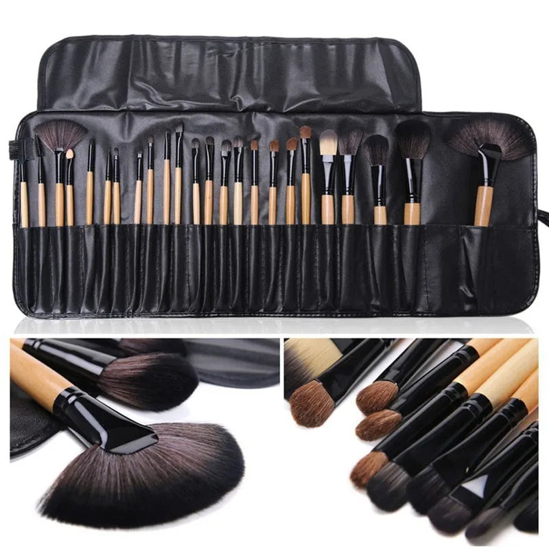 24-Piece Professional Makeup Brush Set - Complete Cosmetic Brush Collection