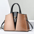 Women's Crocodile Pattern PU Tote with Lock Detail