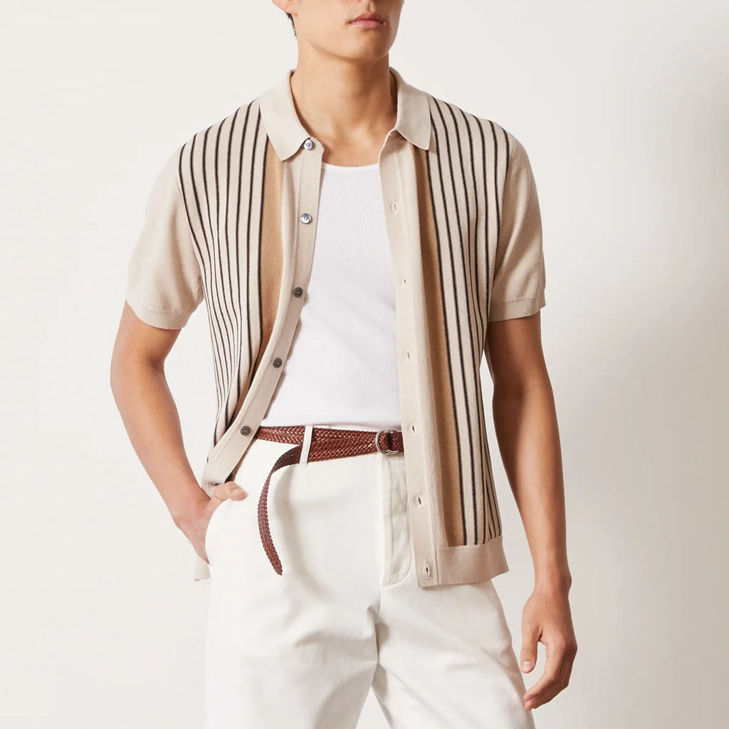 Men's Striped Ice Silk Polo Shirt
