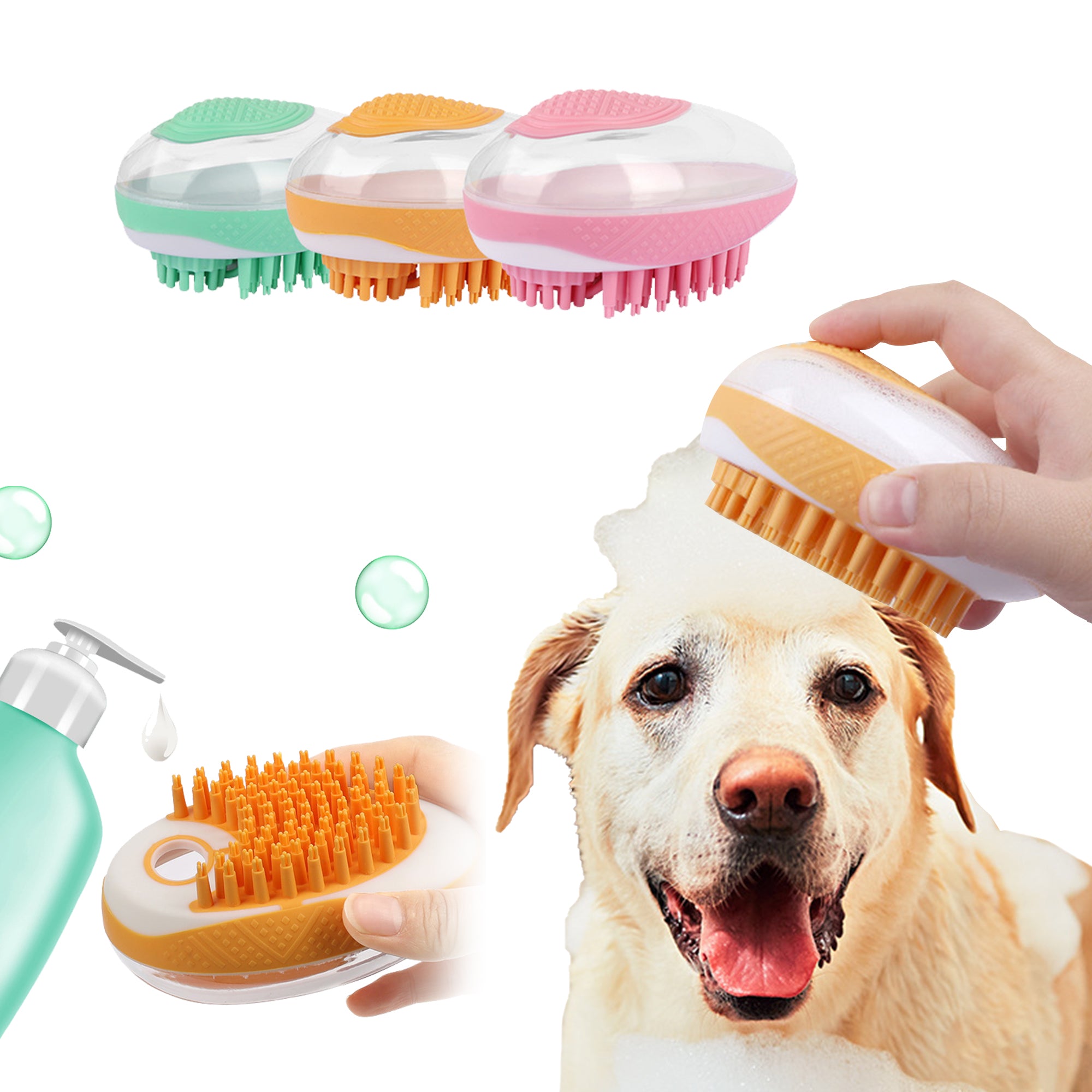 2-in-1 Pet Bath Brush - Soft Silicone Massage & Shampoo Comb for Dogs & Cats