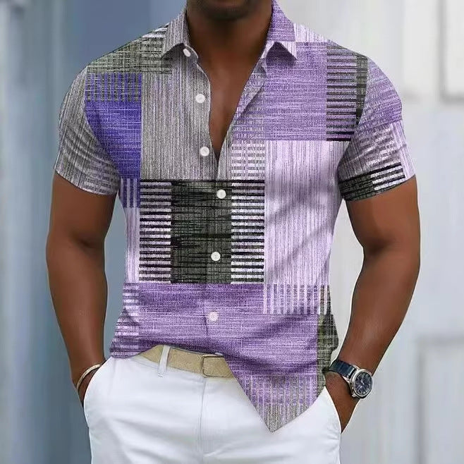 Men's Vintage Color Block Stretch Shirt | 5 Colors