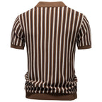 Men's Striped Notched Collar Polo – Viscose Blend