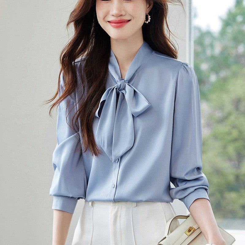 Women's Satin Bow Blouse | 7 Colors