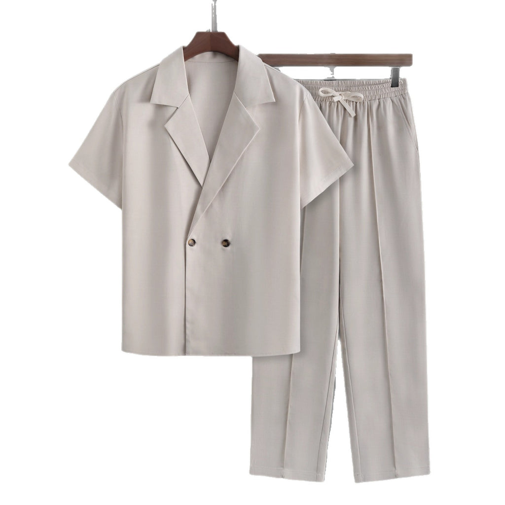 Casual Two-Piece Suit with Blazer and Pants Apricot S
