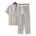 Casual Two-Piece Suit with Blazer and Pants Apricot S