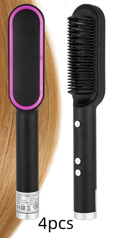 2-in-1 Hair Straightener & Curling Brush - Negative Ion Hot Comb