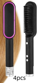 2-in-1 Hair Straightener & Curling Brush - Negative Ion Hot Comb