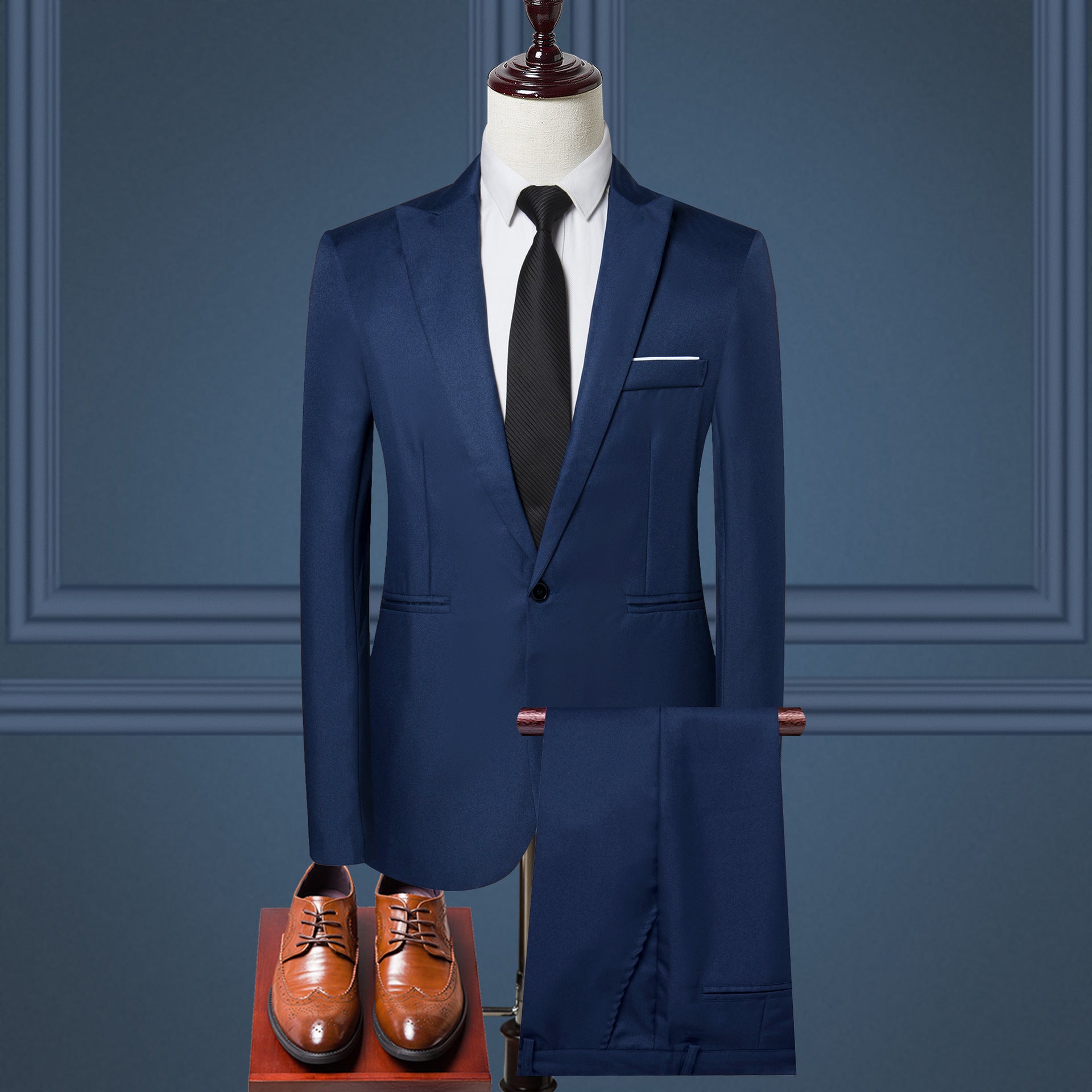 Men's Korean-Style Business Casual Suit – One-Button, 8 Colors Royal Blue XXXL