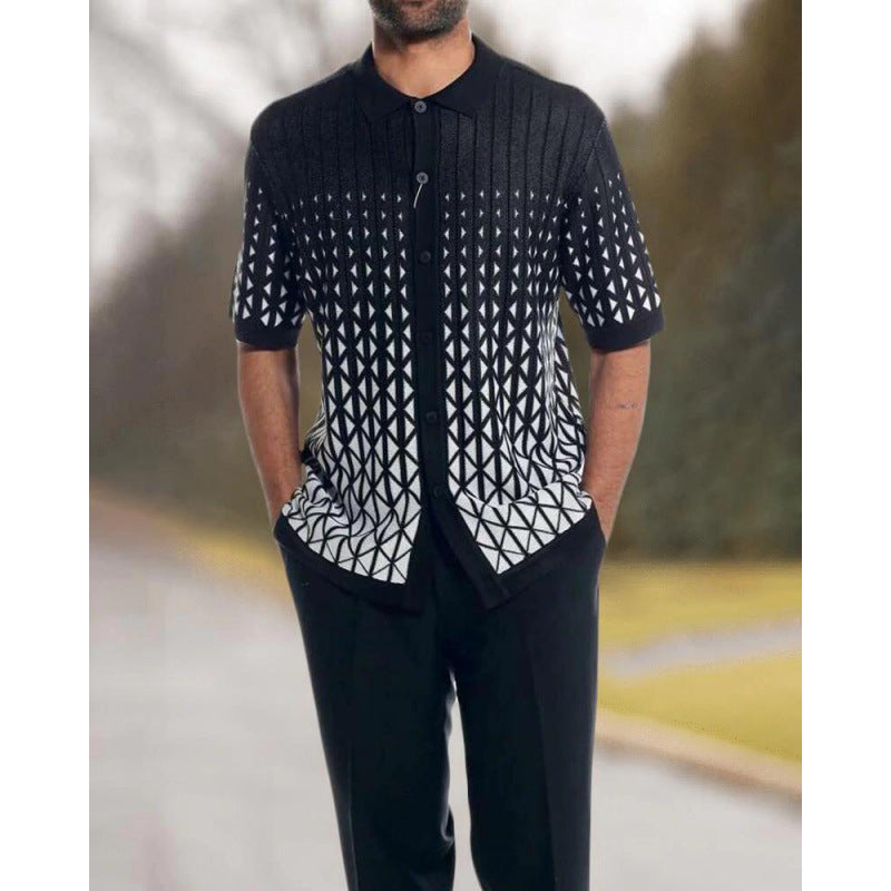 Men's 3D Print Beach-Style Polo Set | Spring & Summer