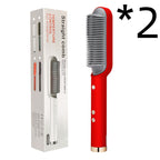 2-in-1 Hair Straightener & Curling Brush - Negative Ion Hot Comb