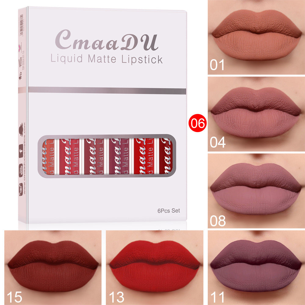 6-Piece Matte Lipstick Set - Long-Lasting Waterproof Lip Gloss Collection