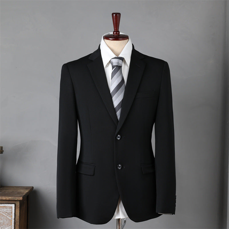 Men's Slim Fit Business Suit Set – Viscose Blend Black Two-Button Blazer 62 6XL 200 116A