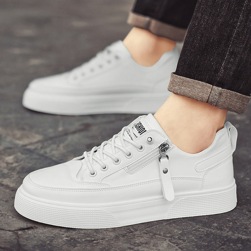 Men's Casual Sports Sneakers | Side Zipper & Thick Sole