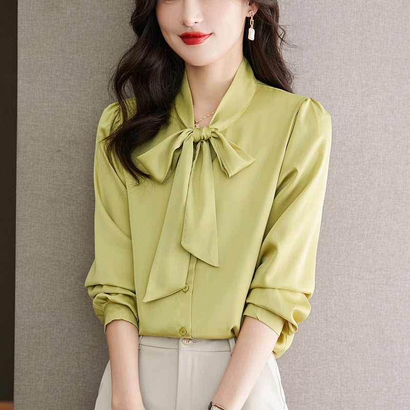 Women's Satin Bow Blouse | 7 Colors